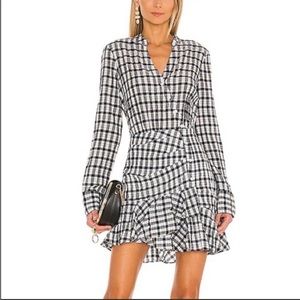 VERONICA BEARD Sherry Crinkled Plaid Mini Dress Size Small Navy Blue White